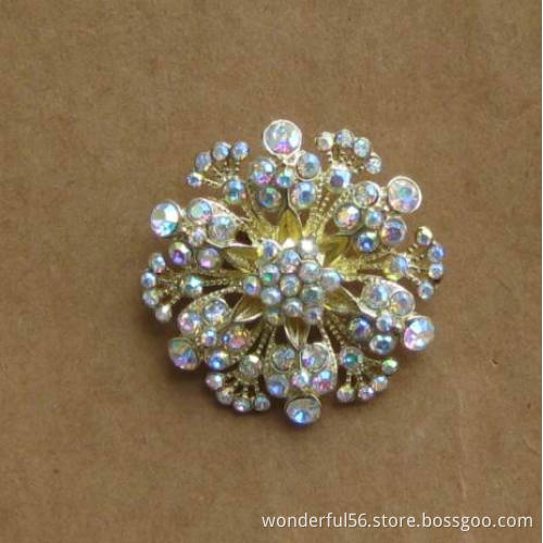 beautiful diamond floral gold rhinestone brooch